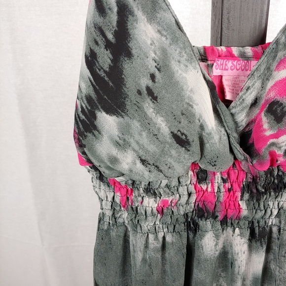 She Scool Gray and Fuchsia Maxi Dress L. W24 - Picture 3 of 5